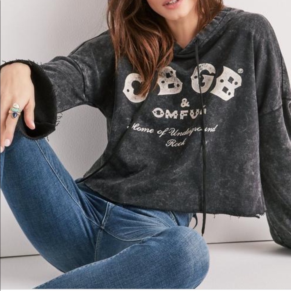 Lucky Brand  CBGB Cropped Hoodie